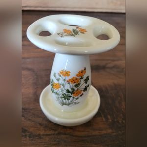 Vintage French Orange Flower Takahashi Toothbrush Holder MCM Retro